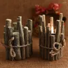 Ljushållare Trähållare står runt Creative Wood Candlestick Romantisk atmosfär Vintage Velas Aromaticas Candelabro Madera