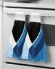 Asciugamano astratto blu geometrica texture a mano asciugamano casa cucina bagno appeso piatti per piatti rapidi a secco morbido assorbente personalizzato