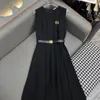 Womens Casual Dresses Designer U-neck Skirt 2024SS Summer Fashion shortwig Classic Letter Long Skirt Woman Clothes