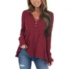 Tricots pour femmes 2024 Fashion Spring Solid Color Pullover V-Neck Bouton Loose Bouton à manches longues