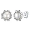 Boucles d'oreilles étalons Perle cultivée d'eau fraîche pour femmes bijoux délicats naturels en argent sterling