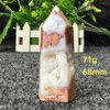 Figurines décoratives Natural Pink Geode Agate Crystal Tower Colonne hexagonale Obelisque bague