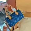 24SS Dames Luxurys Designers Mini Denim Toes Tassen Handtas Bloemen Crossbody Dames Handtassen met originele stofzak met munten Bag 16 cm