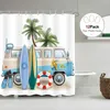 Duschgardiner surftyg gardin för badrum dekor strand kust temat badtillbehör tropiska palmer mönster camping bil