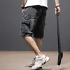 Summer Mens Fashion Pocket Baggy Jeans Shorts Loose Straight Capris Jeans For Men Streetwear Cargo Short Pants 240412