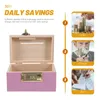 Storage Bags Boy Piggy Bank Wooden Stainless Decor Safe Banks Children Large Capacity Kids Savings Lock