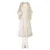 ワークドレスレディースサマードレス2ピーススーツ2024韓国のエレガントな日焼け止めシフォンシャツセクシーなスリングスカート