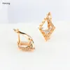 Boucles d'oreilles Stud Harong 585 Rose Color Natural Zircon Crystal Statement Rectangle Copper Fashion Jewelry Woman Gift