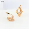 Pendientes de sementales Harong 585 Rose Gold Color Natural Circon Declaración de cristal Rectángulo Joya de moda de cobre Mujer regalo