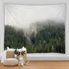 Tapestries Misty Forest Tapestry Mountains Nature Landscape Wall Hanging Home Living Room Bedroom Decoration Ackground Blanket
