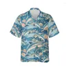 Mäns avslappnade skjortor roliga delfiner 3D -tryck strandskjorta Ocean Animal Graphic For Men Clothes Harajuku Fashion Women Short Sleeve Bluses Tops