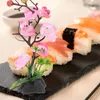 Dekorativa blommor 2 datorer faux växter japanska hors d'oeuvres sushi platta dekor dekorationer sashimi arrangemang serverar prydnad konstgjord