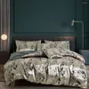 Bettwäsche -Sets Luxus 2 oder 3pcs Set Satin Jacquard Bettbezug mit Reißverschluss 1 Quilt 1/2 Kissenbezüge US/EU -Größe