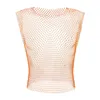 Bras Sets Vest Fashionable Men's Sleeveless Sheer Net Stretch Bodysuit Square Neck (Green/Silver/Golden/Black/Orange)