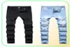 Men039s Spodnie Plus Dżinsy Man Białe średnią talię dżins rozerwany chuda dla mężczyzn Jean Casual Fashion Pant 18202457447