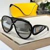 Máscara oval de designer feminino óculos de sol em acetato e nylon lw40132i quadro preto oval com lentes prateadas nas pernas e logotipo de metal dourado uv400 óculos de sol