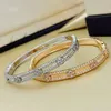 Necklace Vanclef Designer Clover Bangle Brand Bracelets For Women Gold Plated Full Crystal Four Leaf Perlee Sweet Clover Flower Cuff 76091