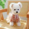 Ubrania z ubrania dla psów małe i średniej wielkości psy Śliczne duża różowa plaid para Pet Puppy Clothing