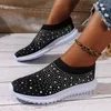 Casual Shoes Fashion Spring And Autumn Shining Crystal Flats For Women Luxury Breathable Mesh White Sneakers Sapatilhas Mulher Sport
