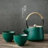 Tee-Sets japanische grüne Teaset One Topf Zwei Tassen Stour-Schnellpasse tragbare Reise Kaffeekessel arabischer Tee-Set