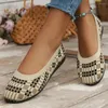 Casual Shoes Loafers Women Geometric Pattern Round Toe Slip On Mesh Sneakers Autumn Light Flat Socks