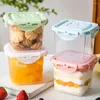 Storage Bottles Clear Square Cake Jar Reusable Dessert Box With Lid Sealed Ice Cream Cheese Container Refrigerator Fruits Vegetables Fresh