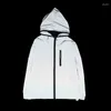 Vestes pour hommes veste réfléchie complète hommes femmes unisexes brise-vent cagoule Hip-hop streetwear nuit à fermeture éclair brillant jacke