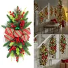 Decoratieve bloemen muurraam hangende ornament kerstdecoratie trap krans met lichte snaar prelit trap swag swag trim voor feest