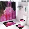 Duschgardiner rosa blomma dekor färsk och förfinad gardin badrum matta set vattentätt polyester tyg bad med 12 krok
