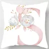 Pillow White Pink Alphabet Pillowcase Letter A-Z Flower Cover Sofa Home Decor