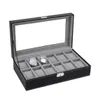 6 10 12 Slots Watch Box Case Rings Chain Halsband Holder Lagring Organiser Smycken Display Watch Pu Leather Casket SAAT Trendcy CX3159271