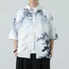 メンズカジュアルシャツメンシャツとブラウスワークの中国語スタイルメンズの服日本のヴィンテージファッションシングスラグジュアリー服