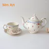 Mugs French Romantic Small Flower Coffee Cup Gold Side Tea Teapot Set