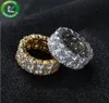 Hip Hop lodowany pierścień mikro preporał CZ Stone Tennis Pierścień mężczyzn Mężczyźni Charm Charm Luksusowa biżuteria Crystal cyrkon Diamond Złota Srebrna Wed6406410