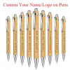 Pennen gepersonaliseerde bamboe ballpoint pen aangepaste naam tekst logo pennen zwarte ink kantoor school schrijven stationery business signature pen