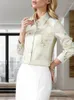 قميصات طباعة ربيعة للنساء للنساء الطويل الأكمام الأساسي الأنيق قميص خمر مع أزرار شيفون قمصان الأزياء ذوي الياقات البيضاء 2024