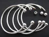 925 Sterling Silver Fill Open Women Cuff Bangle 65mm 70mm Size Fit European Beads Charm Armband2389024