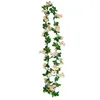 Decoratieve bloemen 180 cm kunstmatige nep zijden rozen slival klimop wijnstokken voor thuis bruiloft feest decoratie muur hangende rattan ornament krans