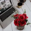 Fleurs décoratives artificielles fleur en pot rose fausse bonsaï du trijumeau festival à la maison fête jardin décorations de mariage