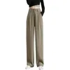 Women's Pants Wide Leg High Elastic Waisted Cotton Linen Suit Summer Slim Straight Trousers For Business Work