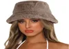 Wide Brim Hats Bucket Hat Fashion Solid Color Winter Thick Warm Faux Fur Plush Women Wool Fleece Ladies Panamas Sun Caps GM3443782