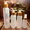 Bouteilles de rangement Gravure Logo Transparent blanc vide 120 ml 150 ml BAMBOO COSMETIC EMBOTAGE POMME BONDE PLASTIQUE GROST PLAST