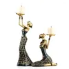 Candele AT35 Ladys Abstracs Candele Resina Statue Vintage Scultura Candlestick Home Essalgamento Decorazione della festa-A