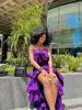 Casual Dresses High Street Dark Purple 2 Pieces Women Maxi Short Top And Mermaid Layered Skirts Female Long