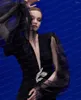 Parti Elbiseleri Şifon Uzun Kollu Denizkızı Mat Saten Elbise V-Neck Zarif Kadın Giysileri Özel Yapım Şimdiye kadar güzel