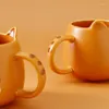 Canecas 350ml Creme Creative Cartoon Tiger Cerâmica com colher caneca de café caneca fofa de café da manhã copo de casal de chá de casal