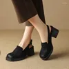 ドレスシューズEagsity Cow Leather Suede Slingback Heel Women Slip on Square Pumps Party Ladies High