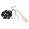 Keychains Faux Leather Baseball Keychain Mini Size Size Set para fãs de esportes Modelo de madeira requintada