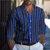 Listrado confortável moda de moda casual camisa botão de férias diariamente primavera outono lapela de manga longa azul 6xl 240401