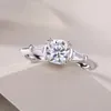 Ringos de cluster Corte de almofada pura 1CT/2CT anel de diamante moissanita para mulheres originais 925 Sterling Silver Top Quality